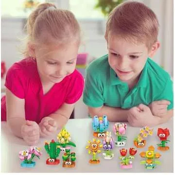 Aubrogo Party Favors - 12 Mini Flowers Building Blocks