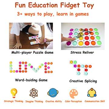 24 Pcs Fidget Blocks, Push Silicone Popper Fidget Sensory Toy, Infinity DIY Pop Building Blocks, Gre...