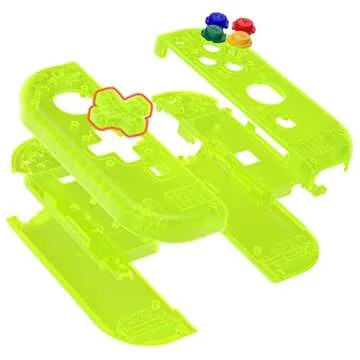 eXtremeRate Clear Lime Green Joycon Handheld Controller Housing (D-Pad Version) with Colorful Buttons, DIY Replacement Shell Case for Nintendo Switch Joy-Con – Controller NOT Included