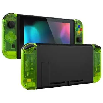 eXtremeRate Clear Lime Green Joycon Handheld Controller Housing (D-Pad Version) with Colorful Buttons, DIY Replacement Shell Case for Nintendo Switch Joy-Con – Controller NOT Included
