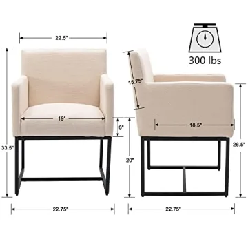 Elegant VESCASA Linen Dining Chairs Set of 2 with Arms