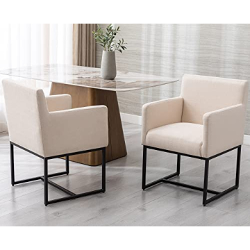 Elegant VESCASA Linen Dining Chairs Set of 2 with Arms