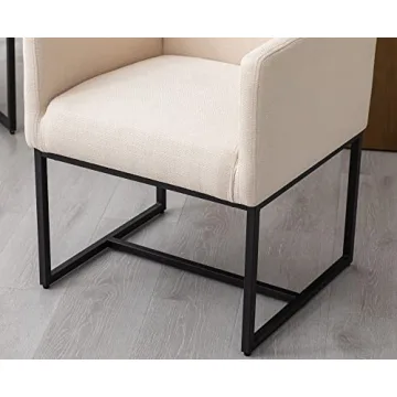 Elegant VESCASA Linen Dining Chairs Set of 2 with Arms