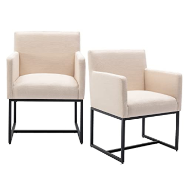 Elegant VESCASA Linen Dining Chairs Set of 2 with Arms