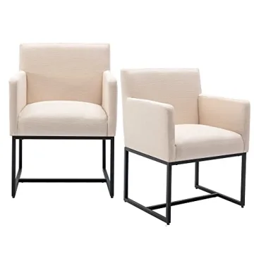 Elegant VESCASA Linen Dining Chairs Set of 2 with Arms