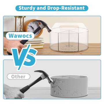 Acrylic Pen Holder for Desk, Acrylic Desk Organizer Clear, 360 Degree Pencil Holder for Desk Kids, Rotating Desk Organizer Rotating Pen Holder for Desk, Art Supply Storage Organizer 6 Compartments