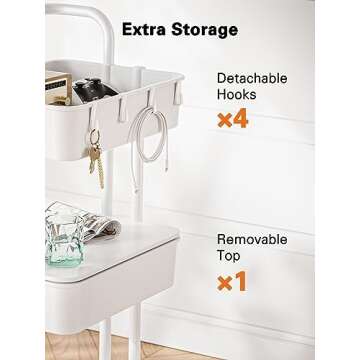 Pipishell 3 Tier Rolling Utility Cart for Home & Office