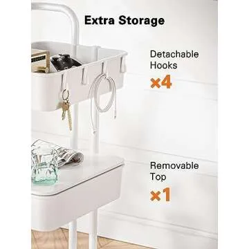 Pipishell 3 Tier Rolling Utility Cart for Home & Office