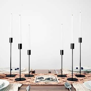zeochyni Matte Black Candlestick Holders Set for Elegant Decor