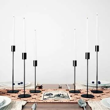 zeochyni Matte Black Candlestick Holders Set for Elegant Decor