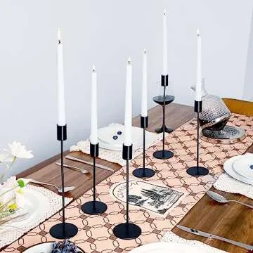 zeochyni Matte Black Candlestick Holders Set for Elegant Decor