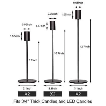 zeochyni Matte Black Candlestick Holders Set for Elegant Decor