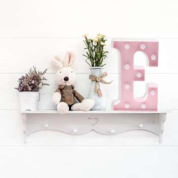 Barnyard Designs Metal Marquee Letter E Light Up Wall Initial Nursery Letter, Home and Event Decoration 9 Inch (Baby Pink)