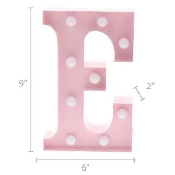 Barnyard Designs Metal Marquee Letter E Light Up Wall Initial Nursery Letter, Home and Event Decoration 9 Inch (Baby Pink)