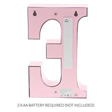 Barnyard Designs Metal Marquee Letter E Light Up Wall Initial Nursery Letter, Home and Event Decoration 9 Inch (Baby Pink)