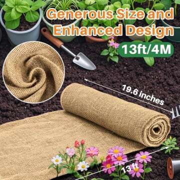 RAINFLOW Burlap Fabric Roll - Garden Burlap Fabric Roll 13 Feet x 19.7" Burlap Boho Wedding Decor Ju...