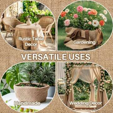 RAINFLOW Burlap Fabric Roll - Garden Burlap Fabric Roll 13 Feet x 19.7" Burlap Boho Wedding Decor Jute Outdoor Fabric Weed Barrier Burlap Tree Trunk Wrap Farmhouse Table Decor for Crafts Gardening