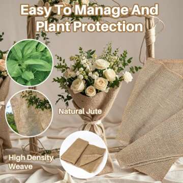 RAINFLOW Burlap Fabric Roll - Garden Burlap Fabric Roll 13 Feet x 19.7" Burlap Boho Wedding Decor Jute Outdoor Fabric Weed Barrier Burlap Tree Trunk Wrap Farmhouse Table Decor for Crafts Gardening