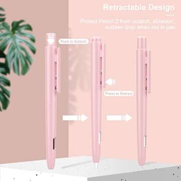 MoKo Holder Case Compatible with Apple Pencil 2nd Generation, Retractable Protective Apple Pencil Cover with Sturdy Clip, Hard PC Apple Pencil Case, Support Double-Tap,Light Pink