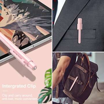MoKo Holder Case Compatible with Apple Pencil 2nd Generation, Retractable Protective Apple Pencil Cover with Sturdy Clip, Hard PC Apple Pencil Case, Support Double-Tap,Light Pink