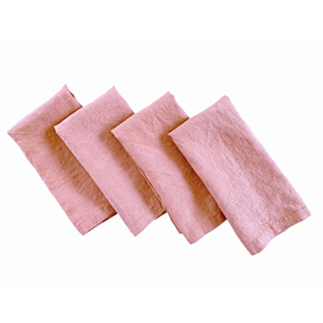 Linen Napkins – 100% French Flax – Stonewashed Pure Linen Cloth Napkins – Mitered Corners – ...