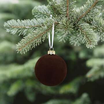 MALOKI Velvet Christmas Ornaments Balls Set 12 Pcs Flocked Shatterproof Plastic Xmas Baubles Christm...