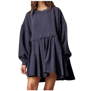 Lenago Scuba Dupes Oversized Sweatshirt Dress for Women – Trendy and Comfortable Mini Dress