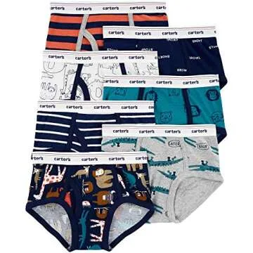 Carter's Boy`s 7 Pack Briefs (Safari(3H740610)/Stripes, 4-5T)
