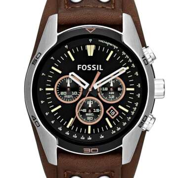 Fossil Men's Chronograph Watch in Durable Leather and Steel