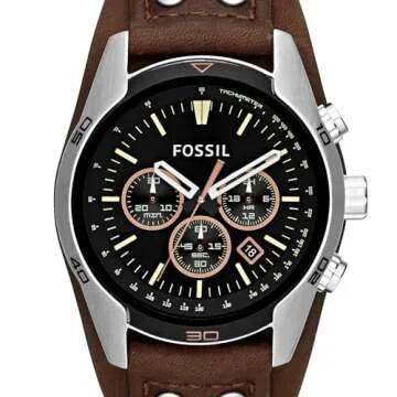 Fossil Men's Chronograph Watch in Durable Leather and Steel