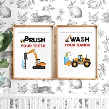 SUUURA-OO Funny Truck Bathroom Art Prints Set of 4(8”X10”), Watercolor Vehicle Paintings Truck Wall Art Poster for Nursery Boys Son Nephew, Car Kids Bathroom Decor, No Frames