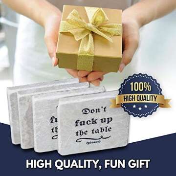 Marble Coasters for Drinks - Funny Housewarming Gifts Wedding Gift Or for Your Kitchen, Living Room & Coffee Table | Marble Home Decor Coaster Set