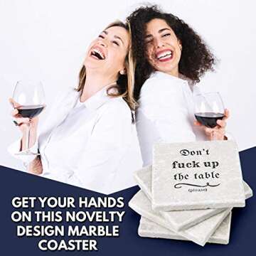 Marble Coasters for Drinks - Funny Housewarming Gifts Wedding Gift Or for Your Kitchen, Living Room & Coffee Table | Marble Home Decor Coaster Set