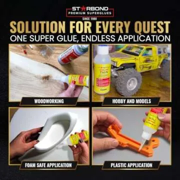 Starbond Foam Safe Thin Super Glue, No White Residue, Hypoallergenic Premium Cyanoacrylate CA Glue, for 3D Printing, Hobby Models, Woodturning, Woodworking, 2oz (56g)