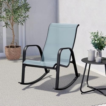Grand Patio Stylish Blue Outdoor Mesh Sling Rocking Chair for Comfort