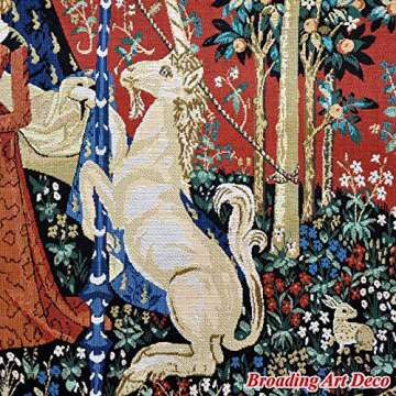 DongGe The Lady and The Unicorn Medieval Tapestry Wall Hanging Jacquard Weave Gobelin Home Art Decoration Mandala Tapestry Bedroom Living Tapestry Room Bedroom Living Room Tapestry Wall Tapestr.