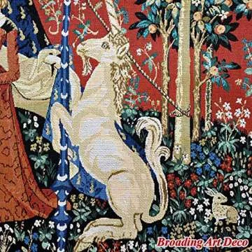 DongGe The Lady and The Unicorn Medieval Tapestry Wall Hanging Jacquard Weave Gobelin Home Art Decoration Mandala Tapestry Bedroom Living Tapestry Room Bedroom Living Room Tapestry Wall Tapestr.