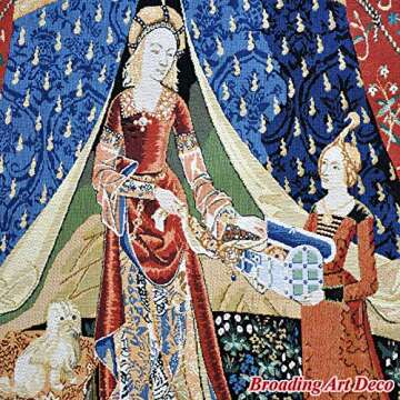 DongGe The Lady and The Unicorn Medieval Tapestry Wall Hanging Jacquard Weave Gobelin Home Art Decoration Mandala Tapestry Bedroom Living Tapestry Room Bedroom Living Room Tapestry Wall Tapestr.