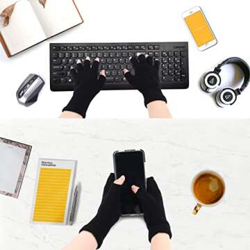 Sumfox 4 Pairs Black Fingerless Gloves for Women Men Unisex - Half Finger Knit Winter Stretchy Gloves