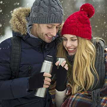 Sumfox 4 Pairs Black Fingerless Gloves for Women Men Unisex - Half Finger Knit Winter Stretchy Gloves