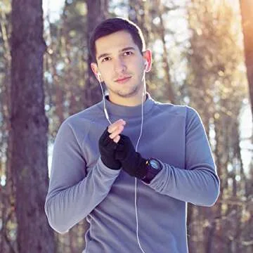 Sumfox 4 Pairs Black Fingerless Gloves for Women Men Unisex - Half Finger Knit Winter Stretchy Gloves