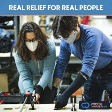 Copper Compression Long Arthritis Pain Relief Gloves - Copper Infused Orthopedic Fingerless Hand Brace for Women, Men - Carpal Tunnel, Computer Typing, RSI, Support Hands, Wrist, Arms