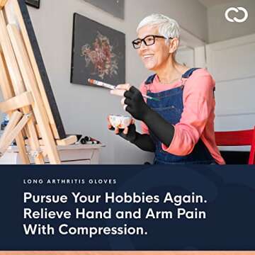 Copper Compression Long Arthritis Pain Relief Gloves - Copper Infused Orthopedic Fingerless Hand Brace for Women, Men - Carpal Tunnel, Computer Typing, RSI, Support Hands, Wrist, Arms