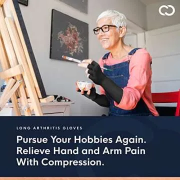 Copper Compression Long Arthritis Pain Relief Gloves - Copper Infused Orthopedic Fingerless Hand Brace for Women, Men - Carpal Tunnel, Computer Typing, RSI, Support Hands, Wrist, Arms