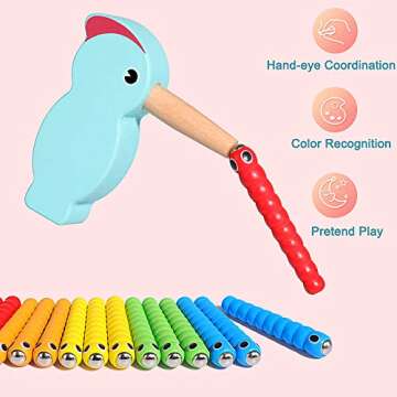 Lewo Magnetic Toddler Toys 3-5 Woodpecker Catching and Feeding Game Fine Motor Skills Toys Preschool Educational Learning Toys for Kids Toddlers Boys Girls