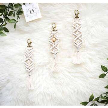 Mkono Mini Macrame Keychains - Unique Boho Bag Charms