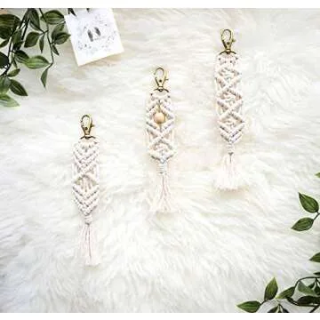 Mkono Mini Macrame Keychains - Unique Boho Bag Charms