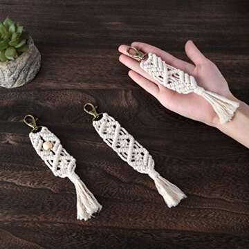 Mkono Mini Macrame Keychains - Unique Boho Bag Charms