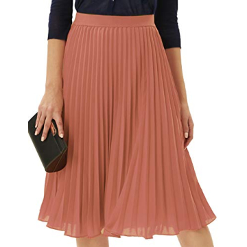 GRACE KARIN Womens Classy Vintage Swing Pleated Chiffon A-line Skirt Dark Salmon XL