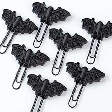 tiecawk 16Pack Halloween Bat Paper Clips Artificial Black Bat Bookmarks Soft PVC Bat Paperclips in Box for Halloween Festival Party Decoration Birthday Gift Home Office Supplies